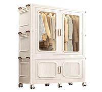 Armadio Portatile per Vestiti con Antas e Ruote Guardaroba Camera da Letto Pieghevole con Asta Appendiabiti e 10 Grucce Armadios in Plastica per Soggiorno, Appartamento(110 * 53 * 149cm)