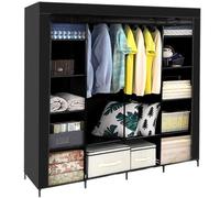 Armadio Portatile Pieghevole In Tessuto 170x170 Appendiabiti Ripiani Guardaroba