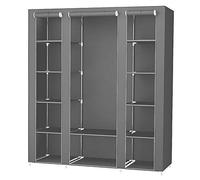 Armadio portatile pieghevole in tessuto per abbigliamento, con cerniera e barra per appenderlo, per esterni, 172 x 134 x 43 cm, grigio