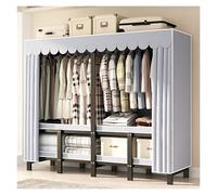 Armadio portatile resistente con copertura, organizer per indumenti in metallo per camera da letto, appendiabiti pieghevole per appendere vestiti, appendiabiti coperto