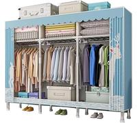 Armadio Portatile Vestiti Armadio Appeso Appendiabiti in Metallo Armadio Autoportante con Copertura in Tessuto Oxford Armadio Domestico Armadio in Tessuto, A, 173 * 46 * 168CM