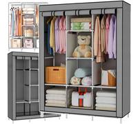 Armadio portatile xl con ripiani per abiti 167 cm con coperchio grigio