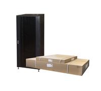 ARMADIO RACK 19" 42U (A)2055, (L)800, (P)800 COLORE NERO PORTA VETRO DISASSEMBLATO CON GUIDACAVI LATERALE
