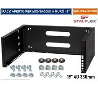 Stalflex Montaggio a parete Armadio Rack 19 Pollici 4U/4U 330mm - Ripiano Rack Realizzato in Acciaio - Rack e Armadietti per Apparecchiature di Rete