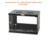 ARMADIO RACK PENSILE A MURO NERO RAL9004 19" 6U 450MM
