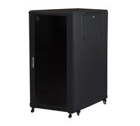 RACK LINK 19 ARMADIO 22 UNITA (A)1166x (L)600x(P)800mm COLORE NERO PORTA VETRO incl. piedini regolabili in altezza e ruote