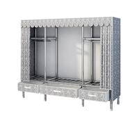 Armadio Robusto Portatile in Tessuto con Cassetti Elevata Capacità Portante Armadio da Campeggio Contenitore Pieghevole per Dormitori e Appartamenti(Silver,172 * 45 * 170cm)