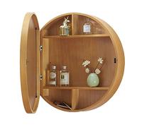 Armadio rotondo da parete 2 in 1 con specchio, design in legno per bagno, soggiorno, cucina e camera da letto, soluzione elegante e funzionale