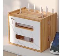 Armadio Router Porta Modem da Parete Nascondi Router WiFi in Legno Doppio Strato Rimovibile per Ufficio Casa Camera da Letto Soggiorno(Yellow)