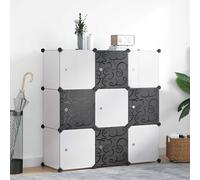 Armadio Salvaspazio a Cubo con 9 Scomparti Bianco e Nero