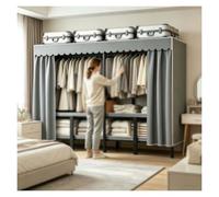 Armadio salvaspazio，Armadio Portatile in Tessuto，Approfondire la grande capacità，armadio camera da letto per Soggiorno, Piccolo spazio, Appartamento, Casa in affitto, Dormitorio,(180cm)