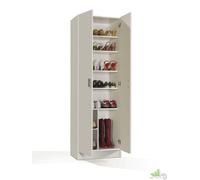 ARMADIO SCARPIERA 2 ANTE SPORTELLI 7 RIPIANI MULTIUSO LEGNO BIANCO CM.59X37X180H