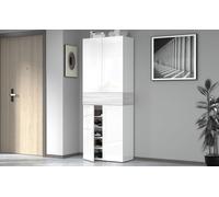 Armadio Scarpiera 4 Ante e 1 Ripiano a Ribalta 76x35x200 cm Savona 4A 1R Bianco Opaco/Larice Bianco