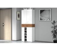 Armadio Scarpiera 4 Ante e 1 Ripiano a Ribalta 76x35x200 cm Savona 4A 1R Bianco Opaco/Rovere Wotan