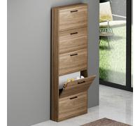 Armadio scarpiera 5 ante a ribalta 180 cm Scarpiere slim legno noce naturale