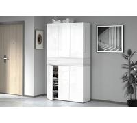 Armadio Scarpiera 6 Ante e 1 Ripiano a Ribalta 114x35x200 cm Savona 6A 1R Bianco Opaco/Larice Bianco
