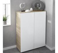 Scarpiera 2 Ante 6 Ripiani 72x36x103 In Legno Rovere Bianco Armadio Portascarpe