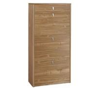 Armadio scarpiera slim con 3 ripiani a ribalta e un cassetto Scarpiere noce