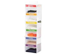 Armadio settimanale per bambini - organizer pieghevole per armadio con 6 ripiani e 3 tasche laterali, portaoggetti per la scuola, pratica gestione dei vestiti per tutti i giorni dalla S