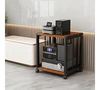 Armadio Stereo Audio AV Multifunzionale con Rotelle Armadio Aperto in Legno per Posizionamento di Router WiFi con Ripiani Regolabili Rack Audio AV Perfetto(Brown,50*40*49cm/19.7*15.7*19.3in)