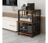 Armadio Stereo Audio AV Multifunzionale con Rotelle Armadio Aperto in Legno per Posizionamento di Router WiFi con Ripiani Regolabili Rack Audio AV Perfetto(Brown,50*40*69cm/19.7*15.7*27.2in)