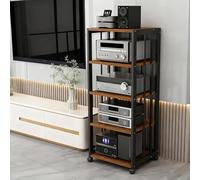 Armadio Stereo Audio AV Multifunzionale con Rotelle Armadio Aperto in Legno per Posizionamento di Router WiFi con Ripiani Regolabili Rack Audio AV Perfetto(Brown,50*40*109cm/19.7*15.7*42.9in)