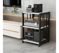 Armadio Stereo Audio AV Multifunzionale con Rotelle Armadio Aperto in Legno per Posizionamento di Router WiFi con Ripiani Regolabili Rack Audio AV Perfetto(White,50*40*69cm/19.7*15.7*27.2in)