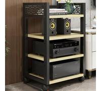 Armadio stereo multifunzione AV Component Rack Rolling Audio Tower Supporto multimediale regolabile da pavimento Mensola HiFi Supporto per lettore CD Risparmio di spazio Archiviazione audio