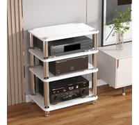 Armadio stereo, rack audio, mobile console per giradischi, armadio audio, rack multimediale, rack hifi, supporto audio, rack multimediale, rack hifi(White,4 tier)
