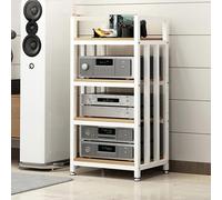 Armadio stereo resistente con console di gestione dei cavi per soggiorno e studio di registrazione, supporto rack audio bianco da 100 cm