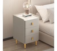 Armadio Stretto con Pelle Artificiale Avvolto Rock Slab Desktop Semplice Comodino in Legno per Ultra Stretto B30x40x60cm Grigio Chiaro