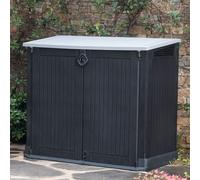 Armadio terrazzo in resina nera Box porta attrezzi giardino esterno da scontare
