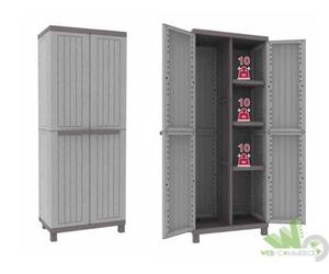 ARMADIO TERRY PER ESTERNO RESINA 2 ANTE 68X39X170H 3 RIPIANI PORTASCOPE TORTORA