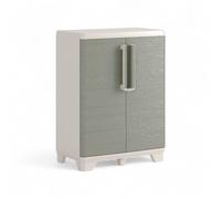 Armadio tuttopiani basso in resina resistente lucchettabile con 2 ante Linear Wood