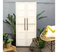 Armadio tuttopiani beige da esterno 2 ante e ripiani Armadietto multiuso 165x70