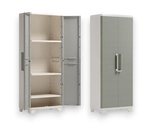 Armadio tuttopiani in resina da esterno a 2 ante effetto legno chiudibili con lucchetto Linear Wood Keter