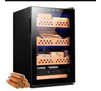 Armadio umidificatore per sigari per 300-400 sigari con rivestimento in cedro spagnolo, porta magnetica a chiusura ermetica, 3+1 cassetti di grande capacità, con controlli della temperatura di raffr