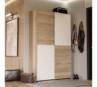 Armadio Zeno con 2 ante scorrevoli rovere e bianco e struttura rovere
