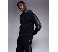 Armani - EA7 - Felpa con cappuccio nera con fettuccia del logo e zip in coordinato-Nero 36