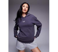 Armani - EA7 - Felpa con cappuccio verde scuro con logo centrale-Grigio XL