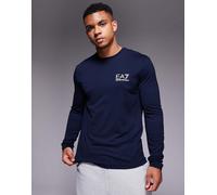 Armani EA7 - Maglietta a maniche lunghe blu con logo piccolo dorato 36