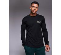 Armani EA7 - Maglietta a maniche lunghe nera con logo piccolo dorato-Nero 36
