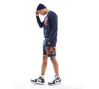 Armani - EA7 - Pantaloncini della tuta blu navy con logo fluo laterale grande in coordinato W28.6