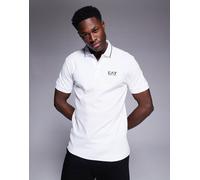 Armani - EA7 - Polo a maniche corte bianca con logo e righe a contrasto sul colletto-Bianco 34