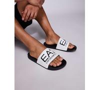 Armani - EA7 - Sliders da mare bianche e nere con logo-Nero 44