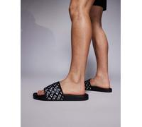 Armani - EA7 - Slides da spiaggia nere con logo dorato-Nero 42