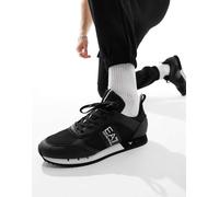 Armani - EA7 - Sneakers in misto rete nere e bianche con logo-Nero 40