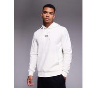 Armani - EA7 Train Core - Felpa color panna con logo centrale e cappuccio-Bianco 40
