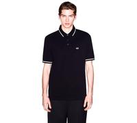 Armani Exchange 3D Embroidered Sleeves Logo Bicolor Collar Polo, Nero, L Uomo