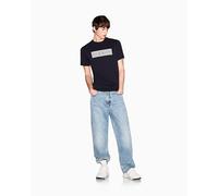 Armani Exchange, ,Tops ,Uomo ,Blu ,M T-Shirt a Maniche Corte Girocollo in Cotone